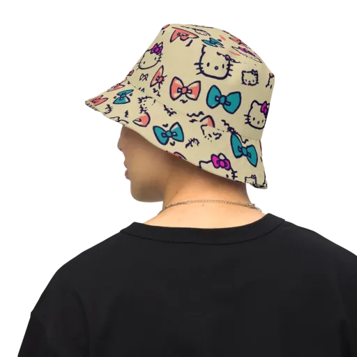 Bow Kitty Parade on a Reversible Bucket Hat