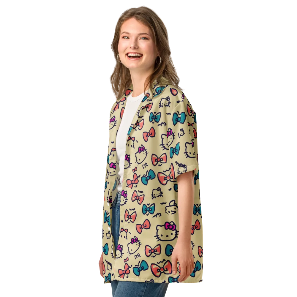 Bow Kitty Parade on Button Shirt — Left Front