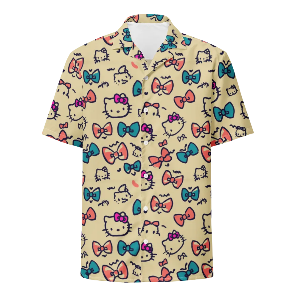 Bow Kitty Parade on Button Shirt — Front
