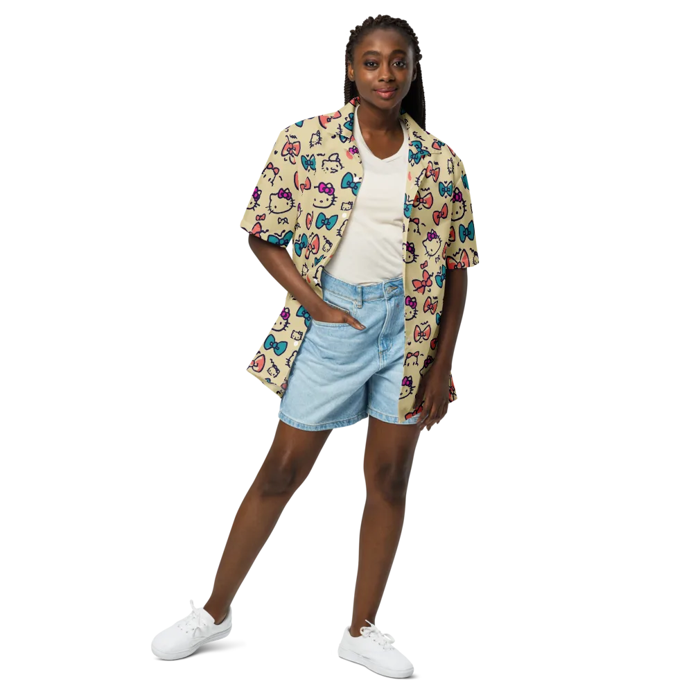 Bow Kitty Parade on Button Shirt — Front