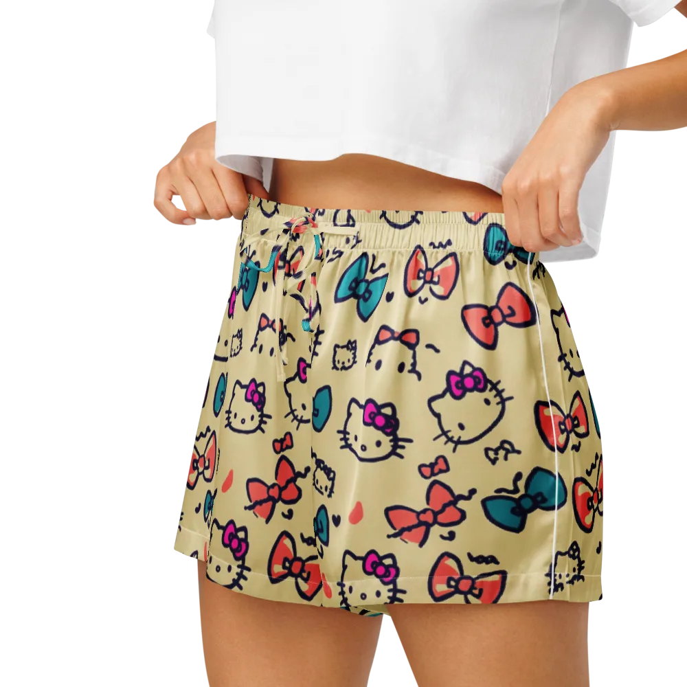 Bow Kitty Parade on Women's Pajama Shorts — Left