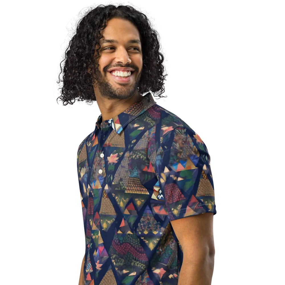 Triangle Garden on Men's Slim Fit Polo Shirt — Left Front