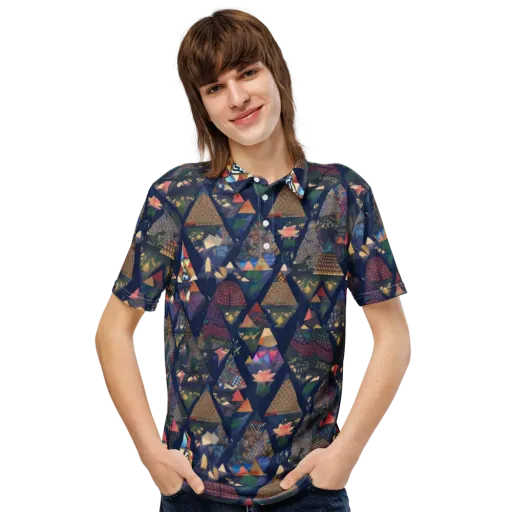 Triangle Garden on a Men's Slim Fit Polo Shirt