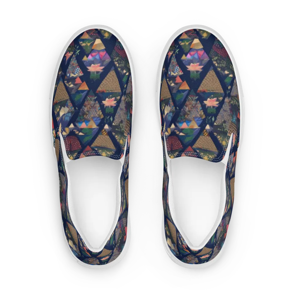 Triangle Garden on Men's Slip-On Canvas Shoes — Front
