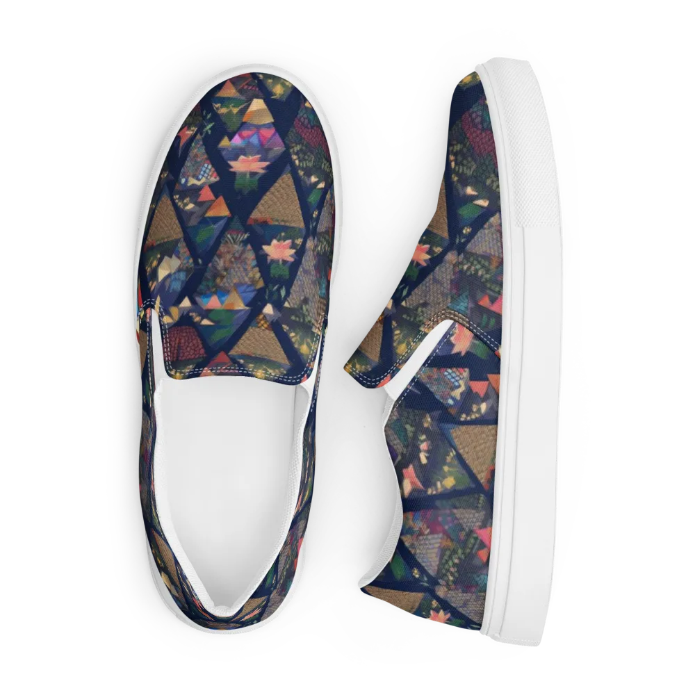 Triangle Garden on Men's Slip-On Canvas Shoes — Front