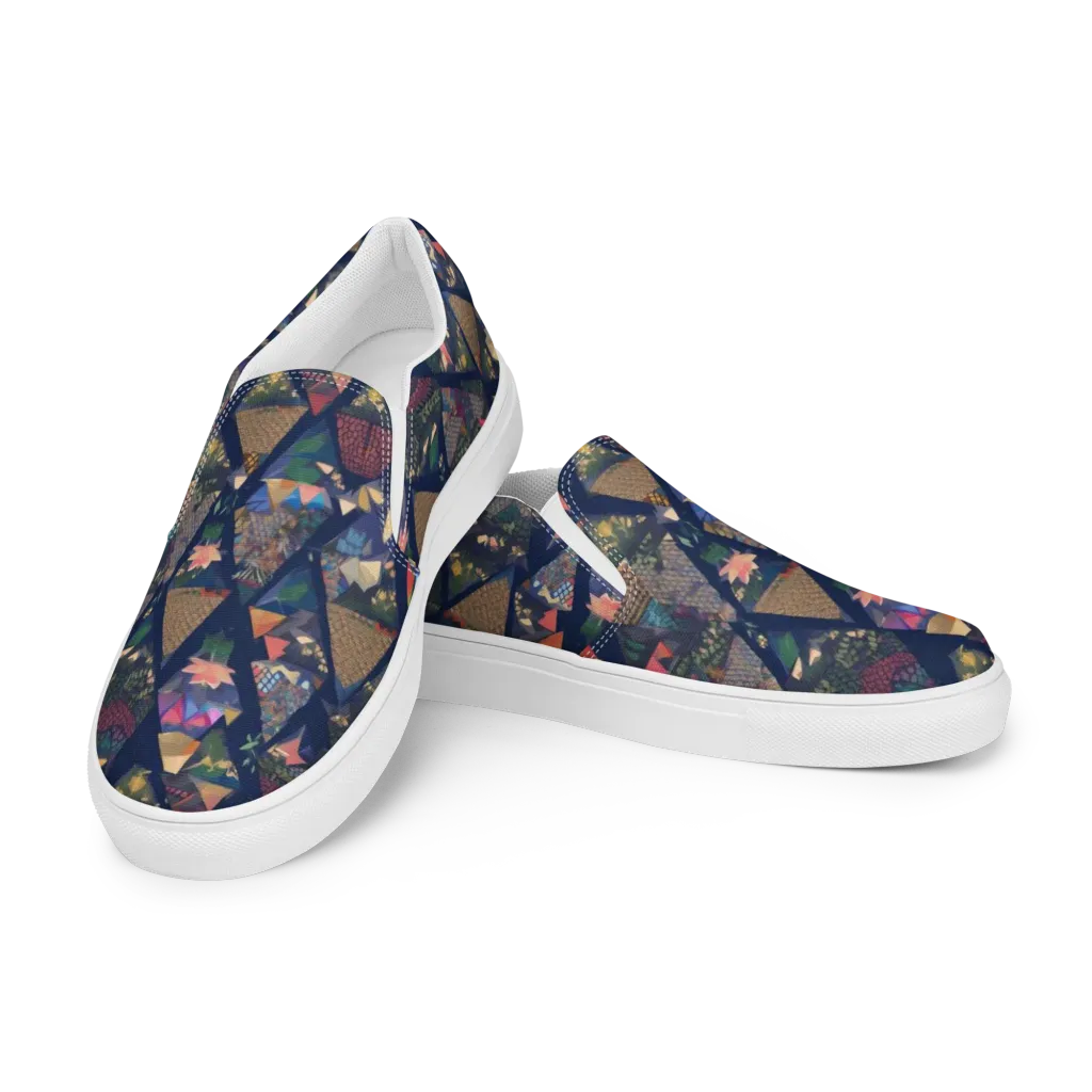 Triangle Garden on Women's Slip-On Canvas Shoes — Left Front