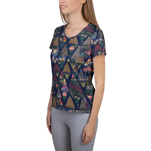 Triangle Garden on a Women's Athletic T-Shirt