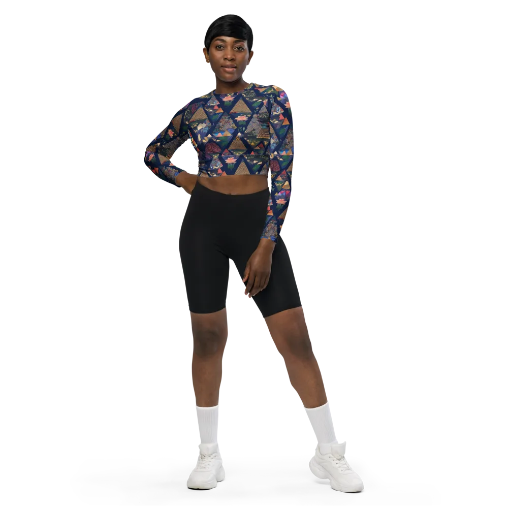 Triangle Garden on Long Sleeve Crop Top — Front
