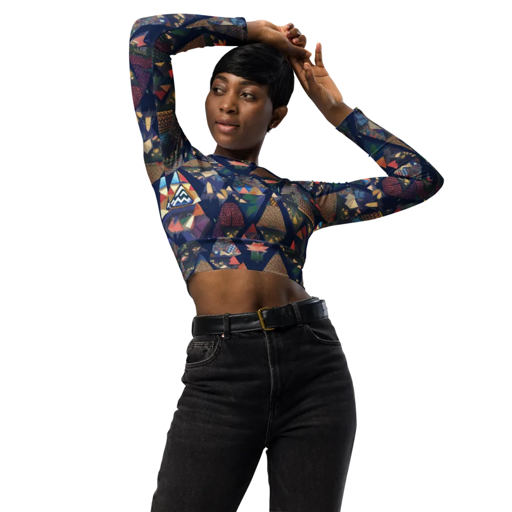 Triangle Garden on Long Sleeve Crop Top — Front