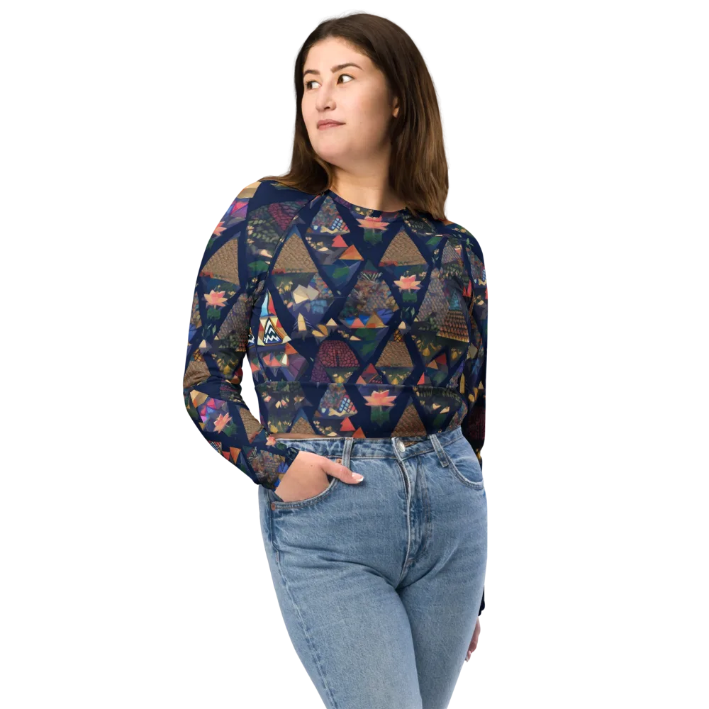 Triangle Garden on Long Sleeve Crop Top — Front