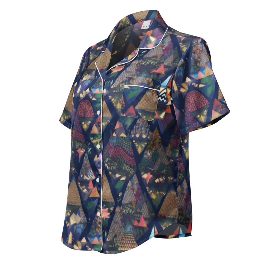 Triangle Garden on Women's Short Sleeve Pajama Top — Left Front