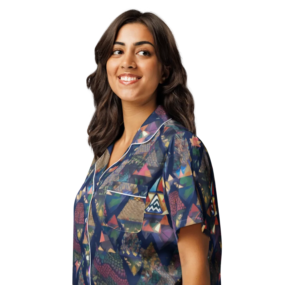 Triangle Garden on Women's Short Sleeve Pajama Top — Left Front