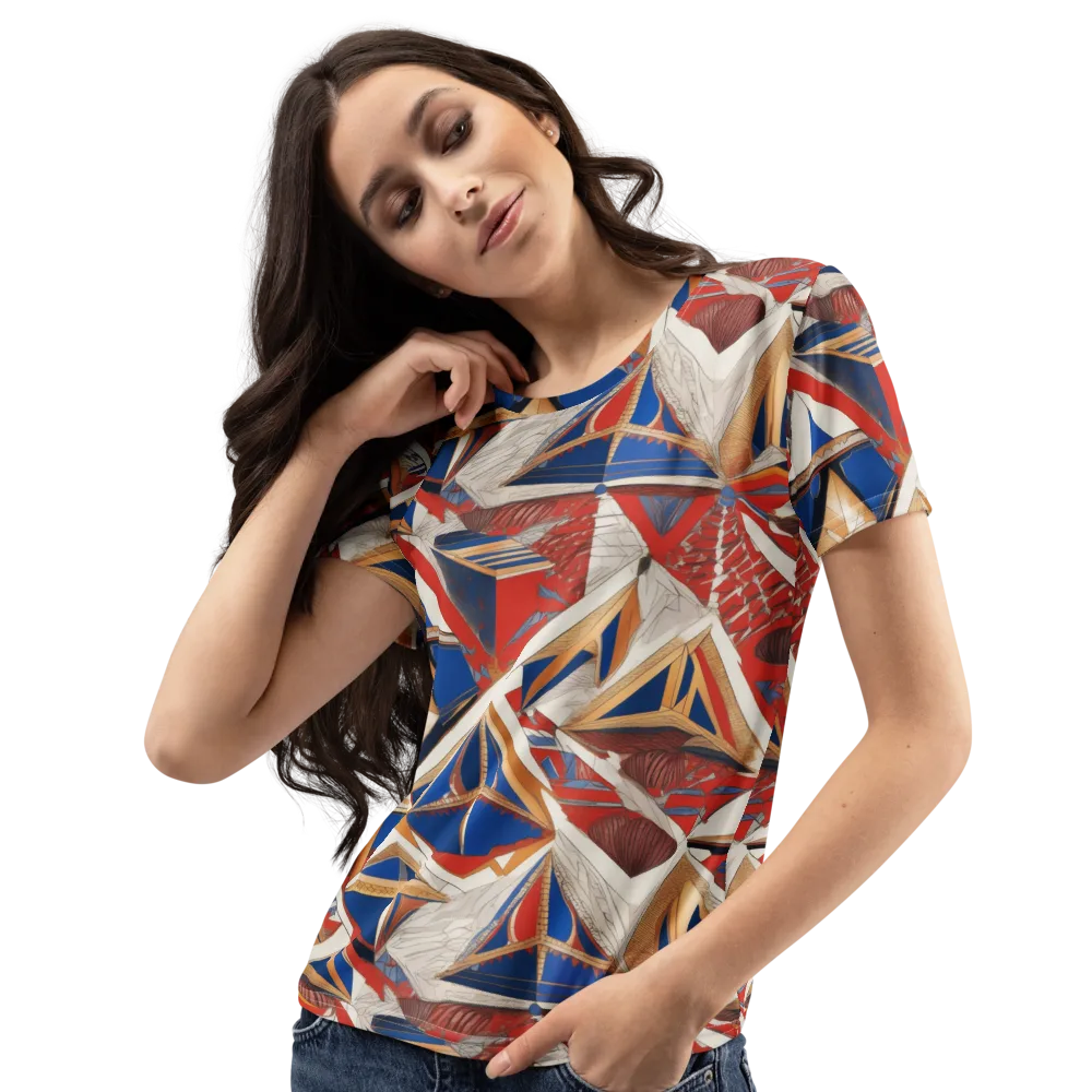 Regatta Geometry on Women's Crew Neck T-Shirt — Left Front