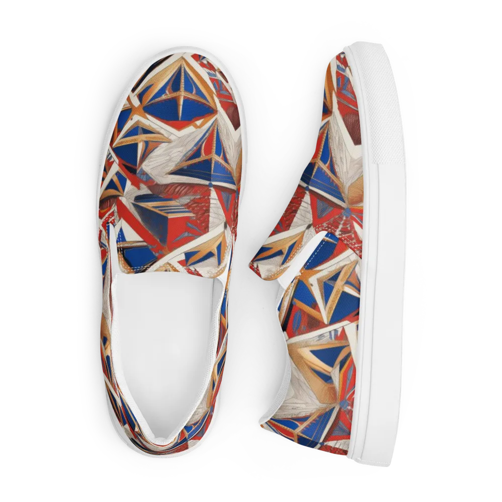 Regatta Geometry on Men's Slip-On Canvas Shoes — Front