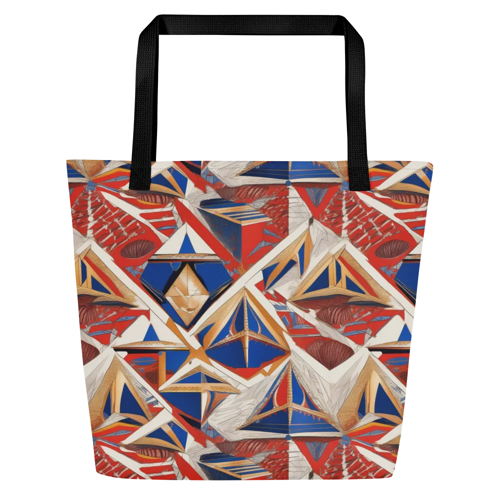 Regatta Geometry on Large Tote Bag W/ Pocket — Front