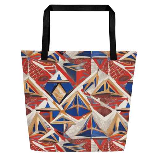 Regatta Geometry on a Large Tote Bag W/ Pocket