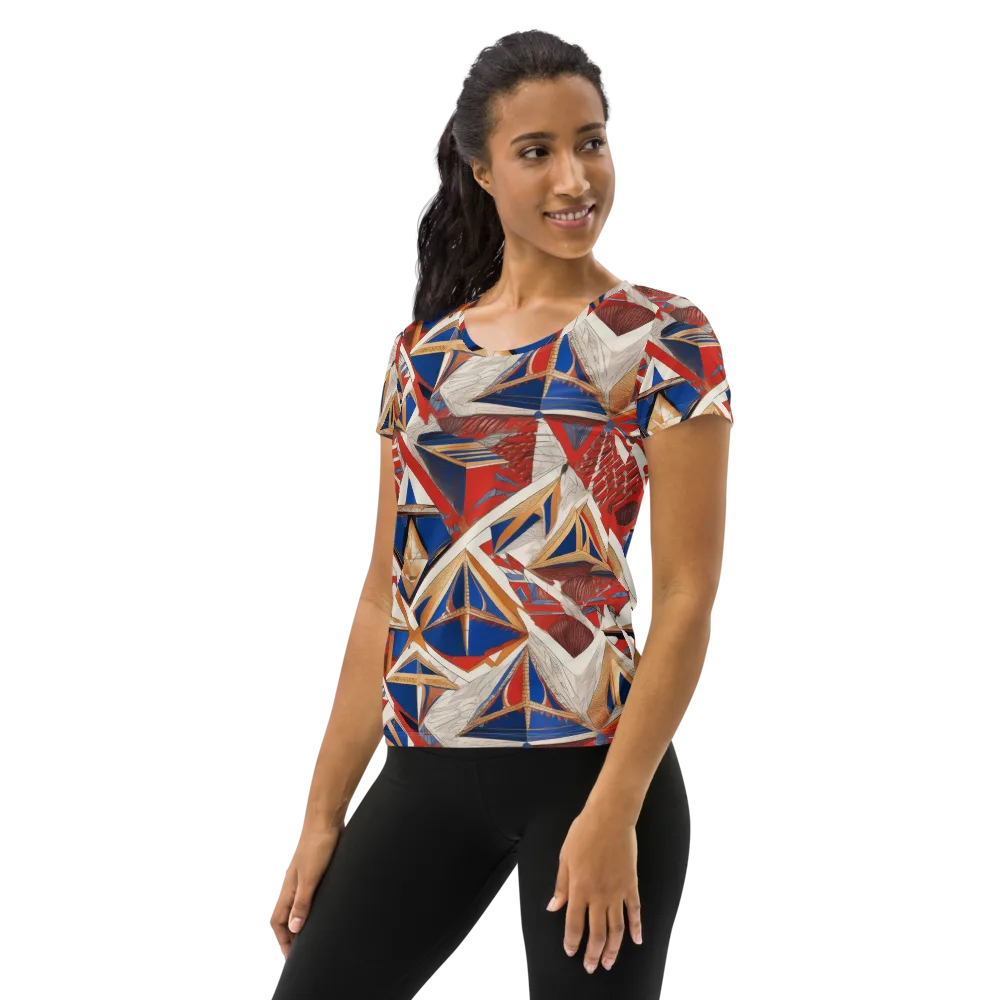 Regatta Geometry on Women's Athletic T-Shirt — Left