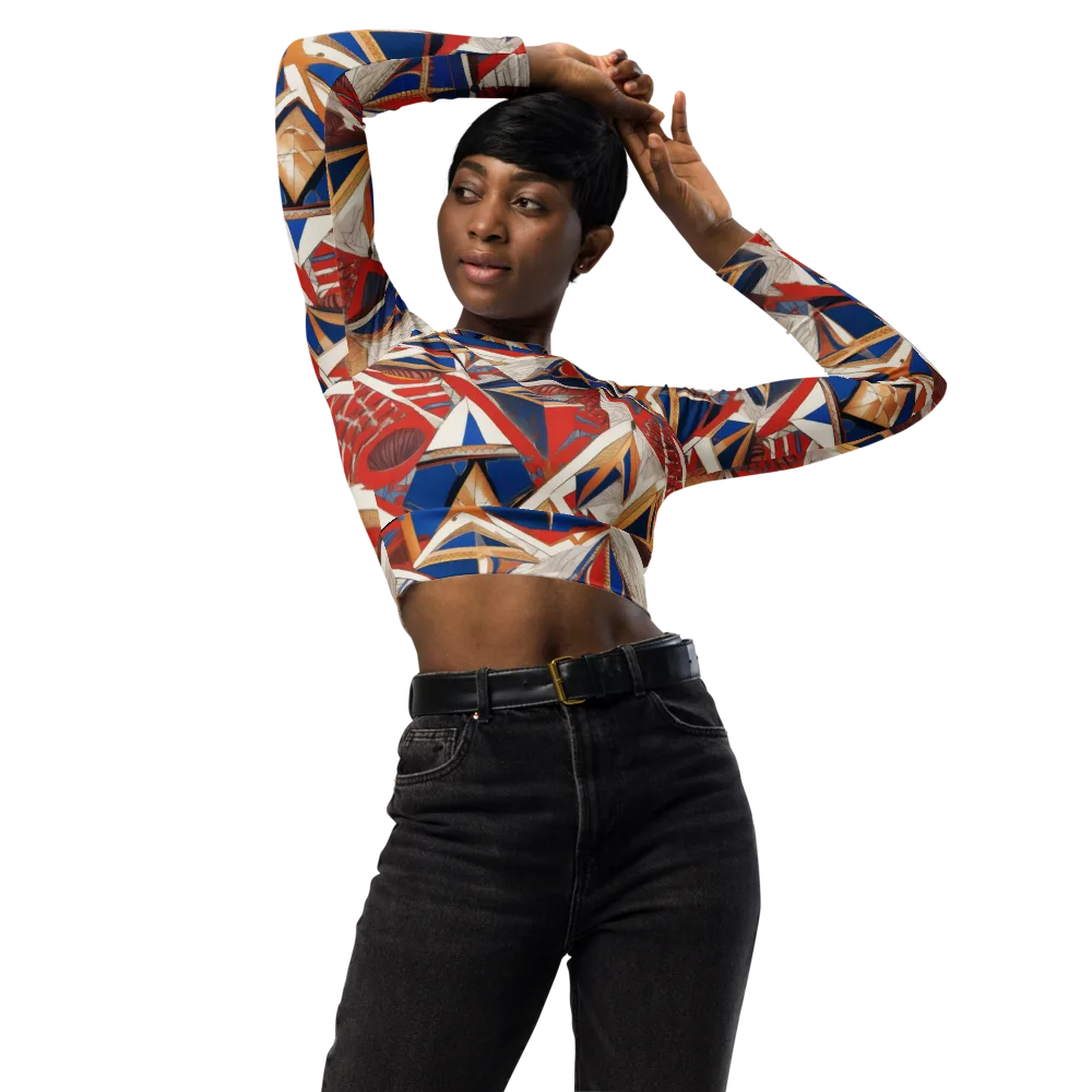 Regatta Geometry on Long Sleeve Crop Top — Front