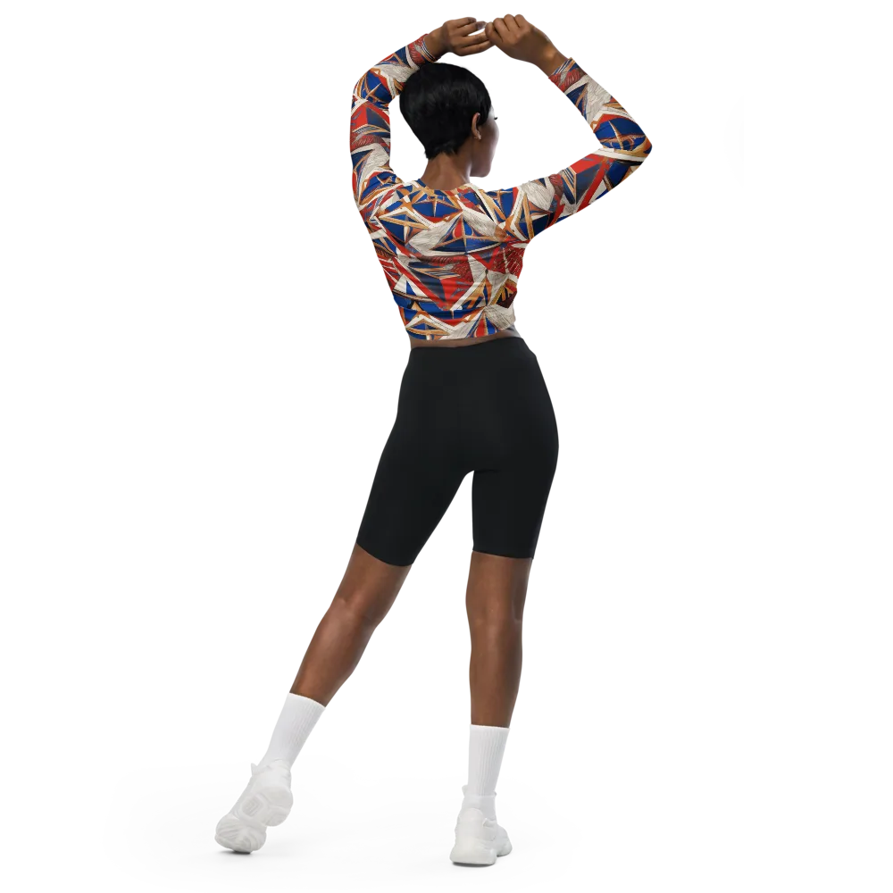 Regatta Geometry on Long Sleeve Crop Top — Back
