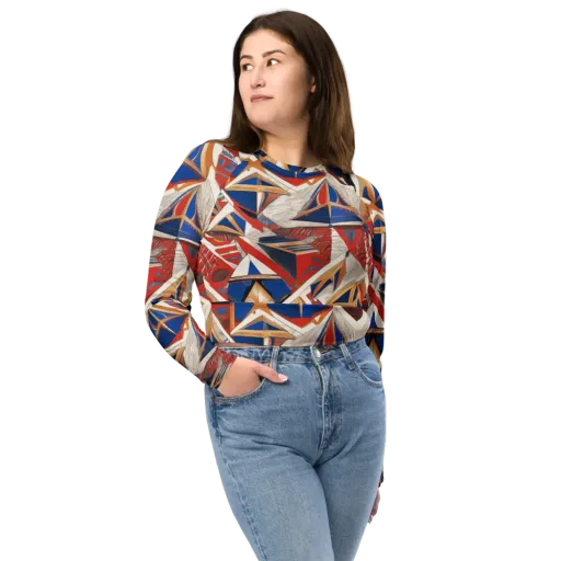 Regatta Geometry on a Long Sleeve Crop Top