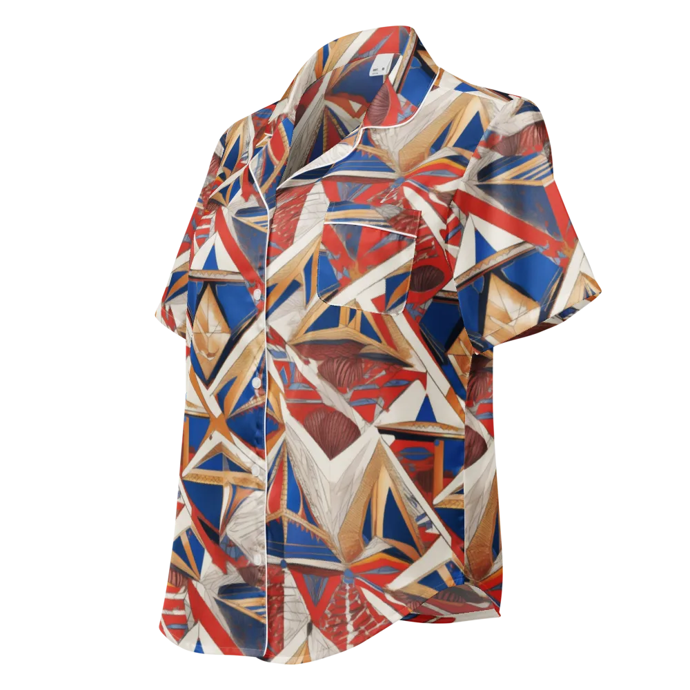 Regatta Geometry on Women's Short Sleeve Pajama Top — Left Front