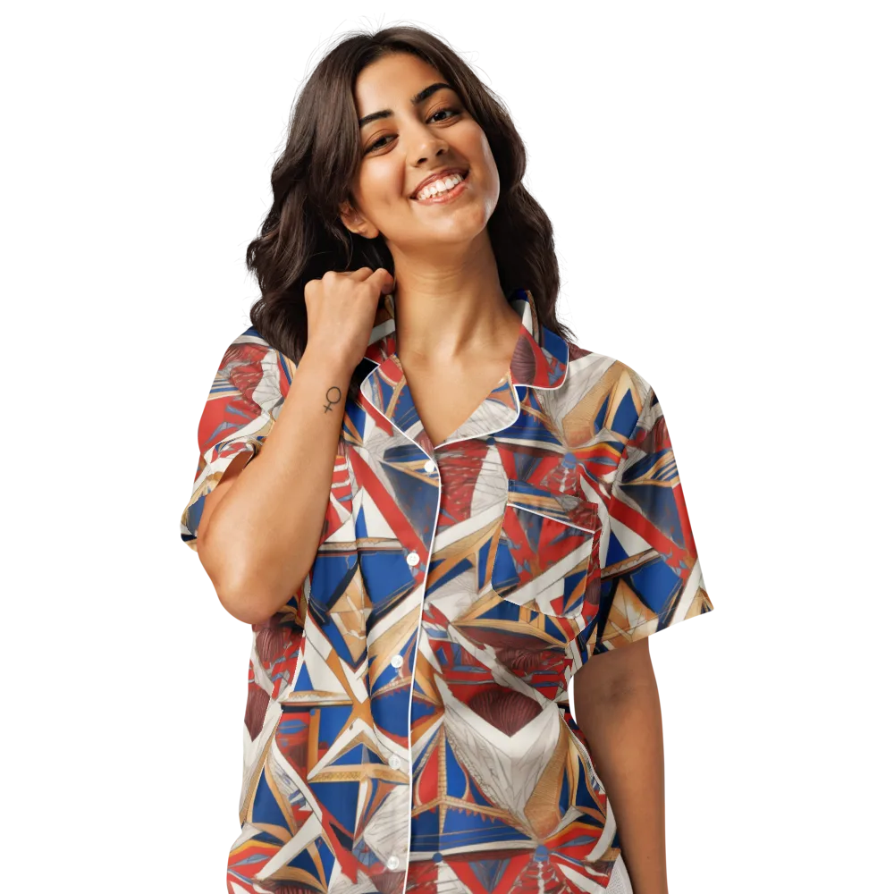 Regatta Geometry on Women's Short Sleeve Pajama Top — Front