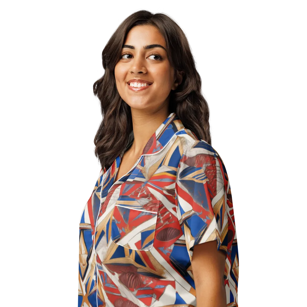 Regatta Geometry on Women's Short Sleeve Pajama Top — Left Front