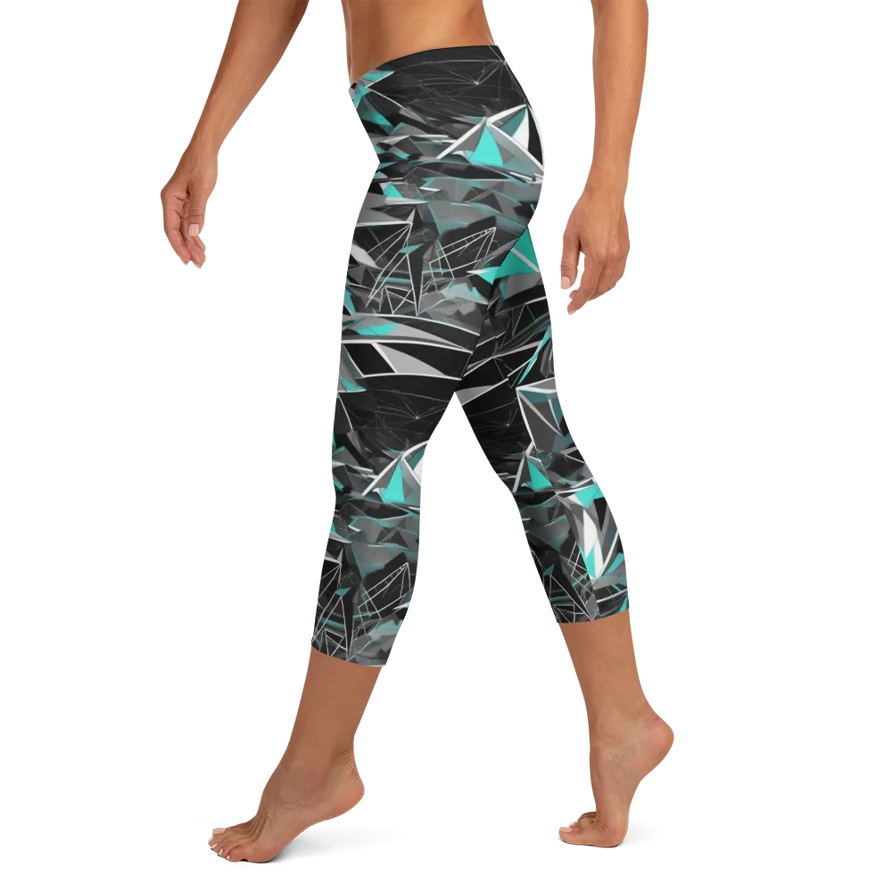Carbon Crystal on Capri Leggings — Left