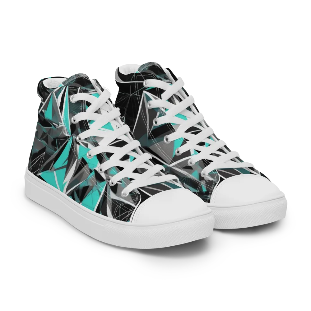 Carbon Crystal on Men's High Top Canvas Shoes — Right Front