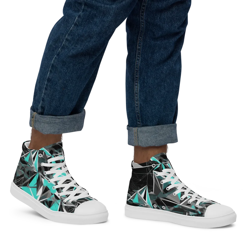 Carbon Crystal on Men's High Top Canvas Shoes — Right