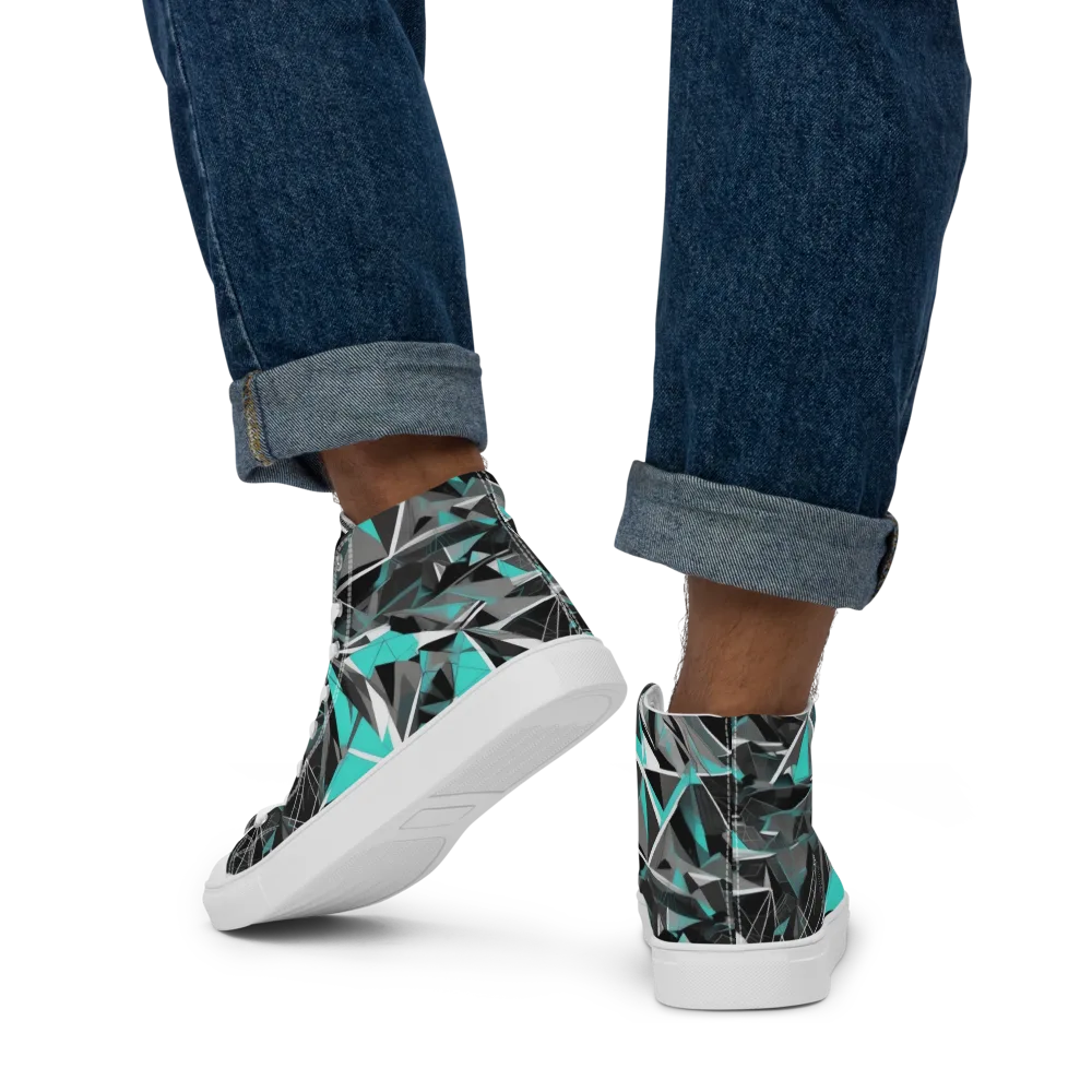 Carbon Crystal on Men's High Top Canvas Shoes — Back