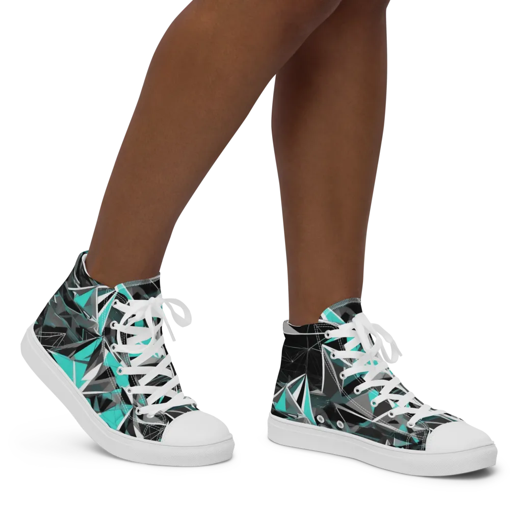 Carbon Crystal on Women's High Top Canvas Shoes — Right