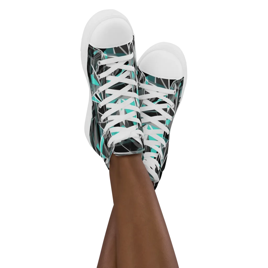 Carbon Crystal on Women's High Top Canvas Shoes — Front