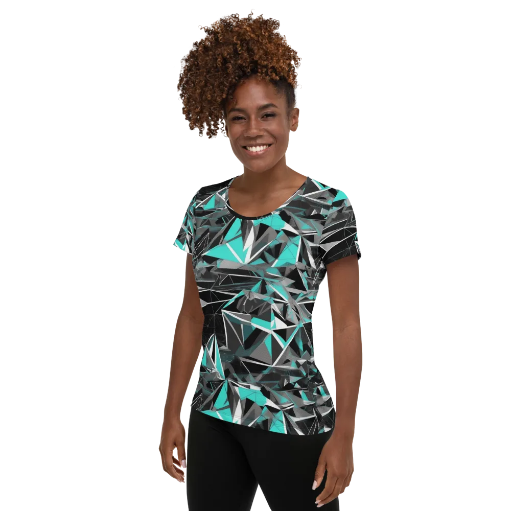 Carbon Crystal on Women's Athletic T-Shirt — Left