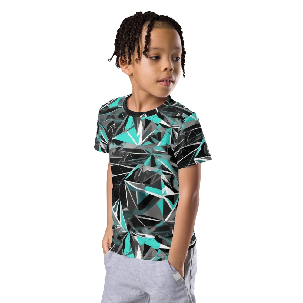 Carbon Crystal on Kids Crew Neck T-Shirt — Left Front