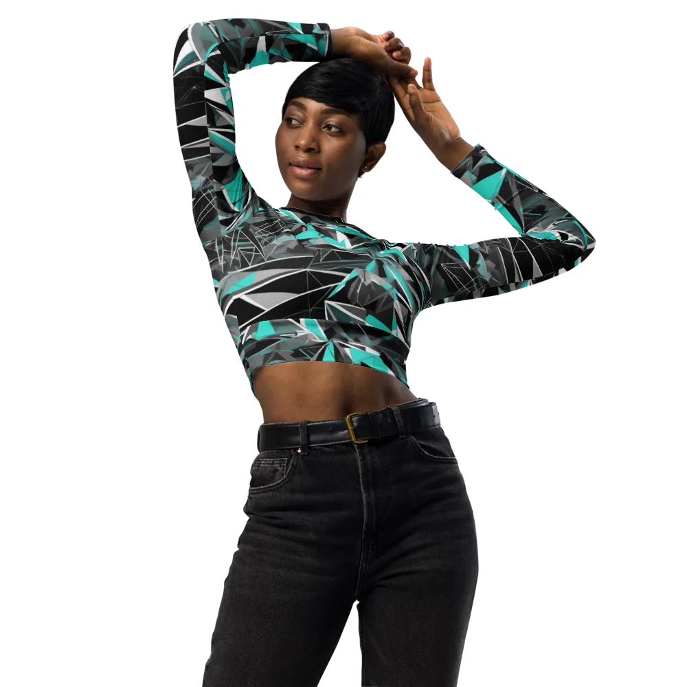 Carbon Crystal on Long Sleeve Crop Top — Front