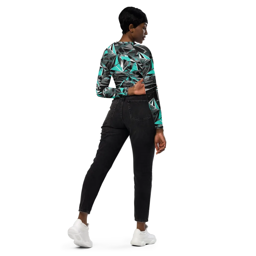 Carbon Crystal on Long Sleeve Crop Top — Right Back