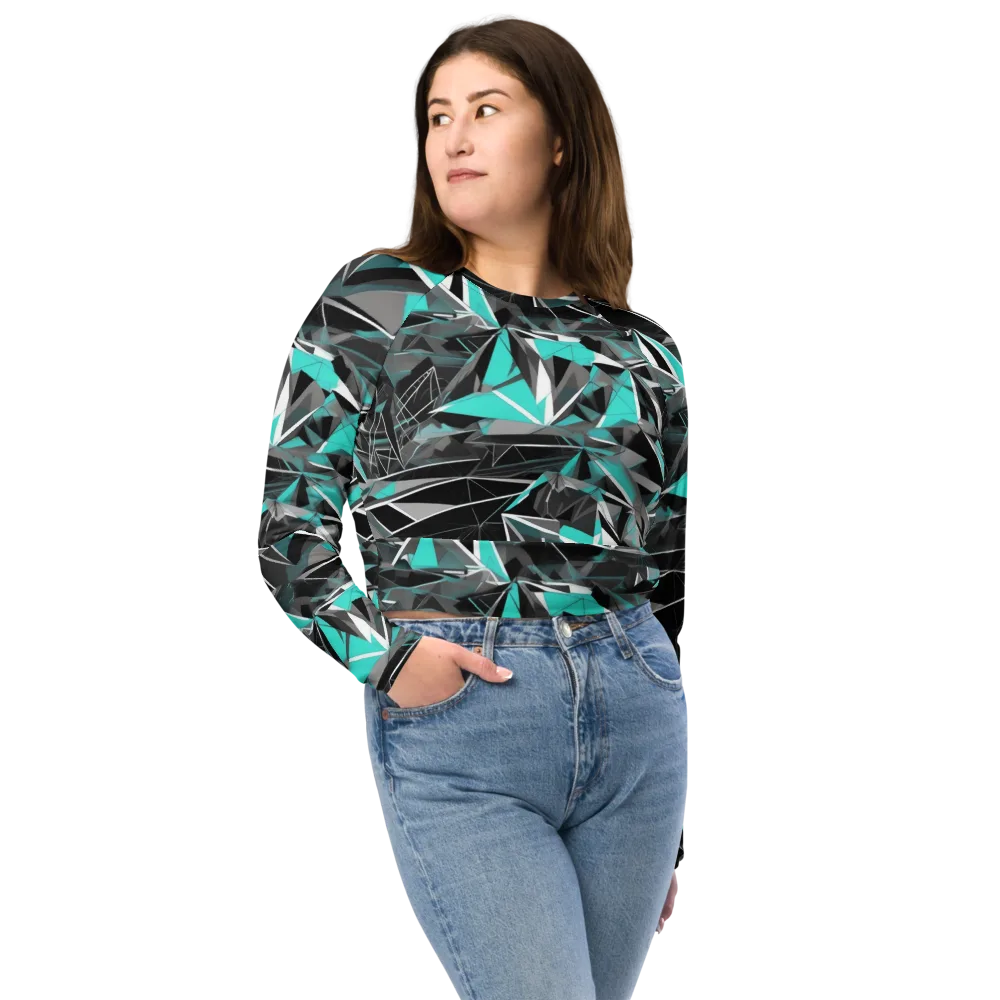 Carbon Crystal on Long Sleeve Crop Top — Front