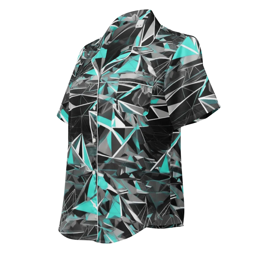 Carbon Crystal on Women's Short Sleeve Pajama Top — Left Front
