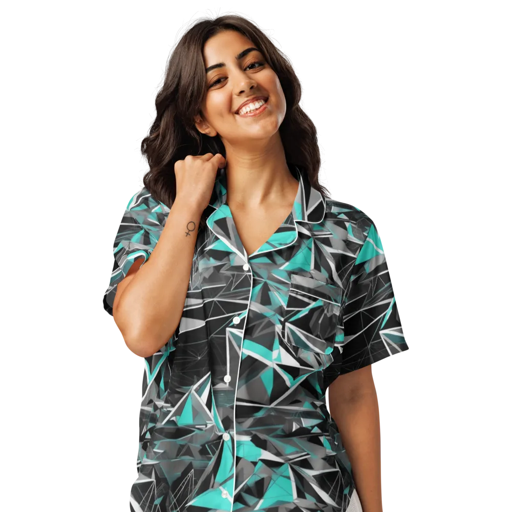 Carbon Crystal on Women's Short Sleeve Pajama Top — Front