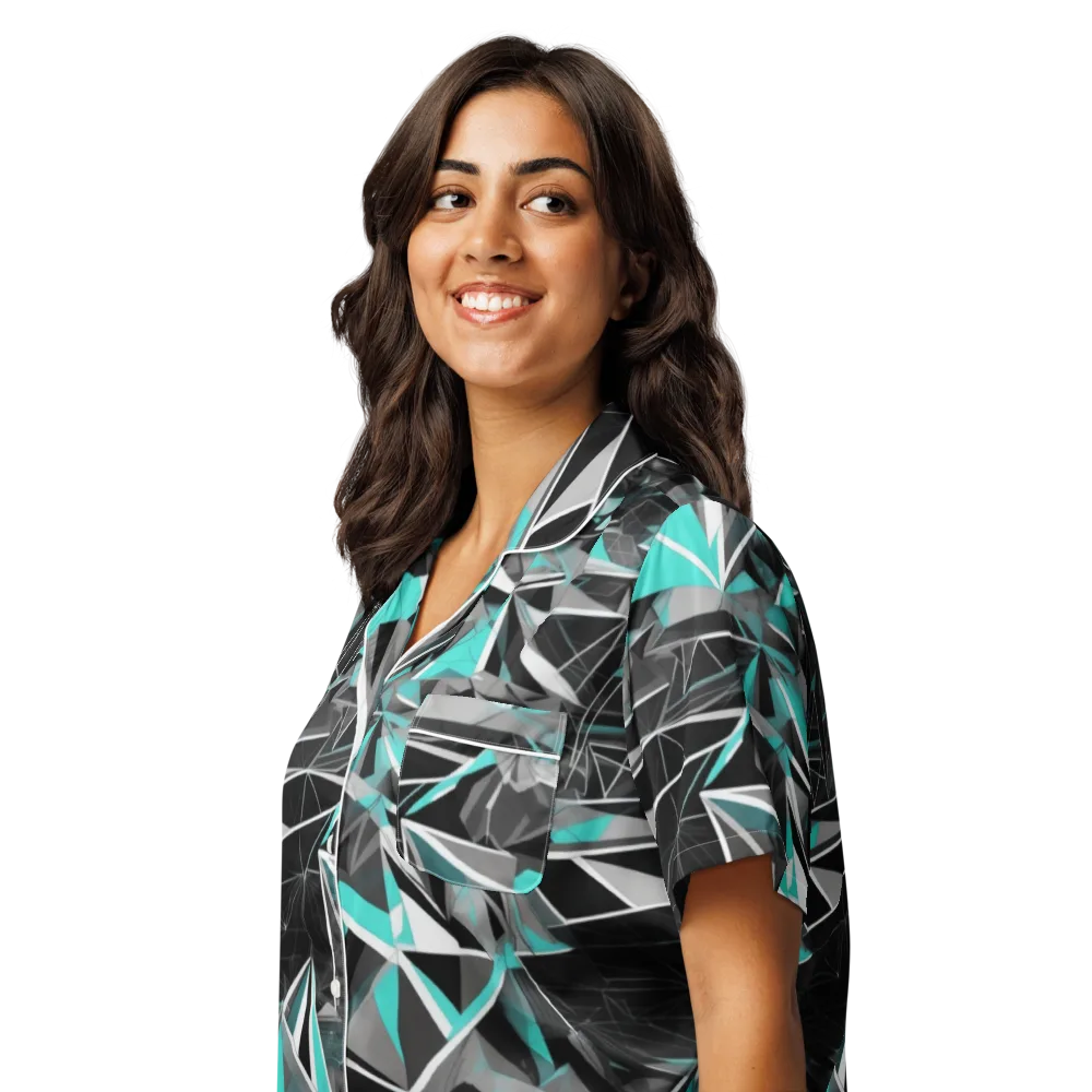 Carbon Crystal on Women's Short Sleeve Pajama Top — Left Front