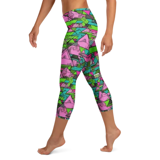 Neon Alpine Grid on a Capri Leggings