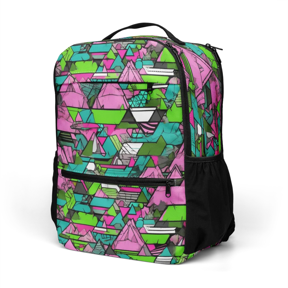Neon Alpine Grid on Utility Backpack — Left Front