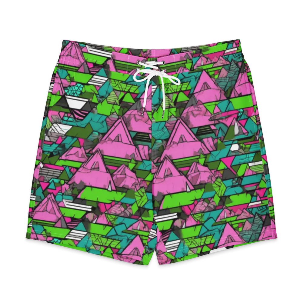 Neon Alpine Grid on Men's Board Shorts — Front