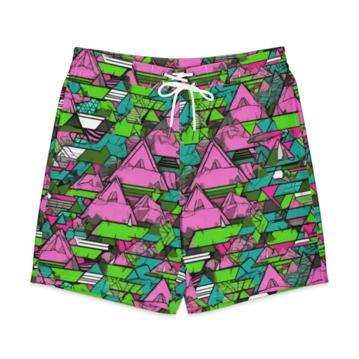 Neon Alpine Grid on a Men's Board Shorts