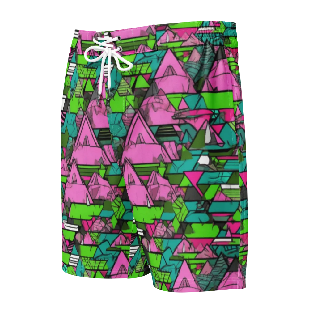 Neon Alpine Grid on Men's Board Shorts — Front