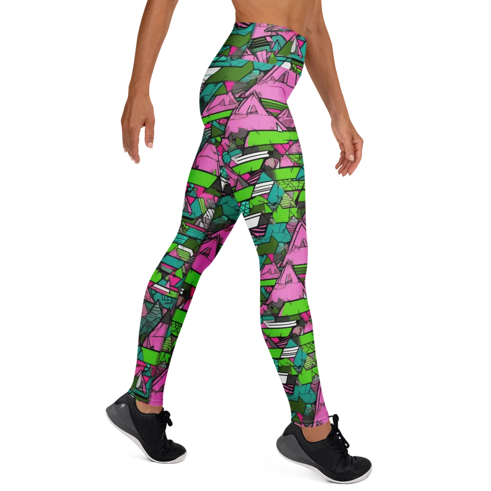 Neon Alpine Grid on Yoga Leggings — Right