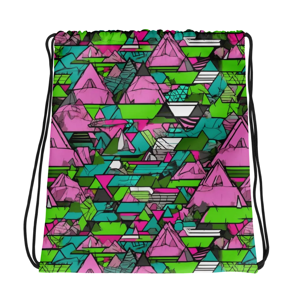 Neon Alpine Grid on Drawstring Bag — Photo
