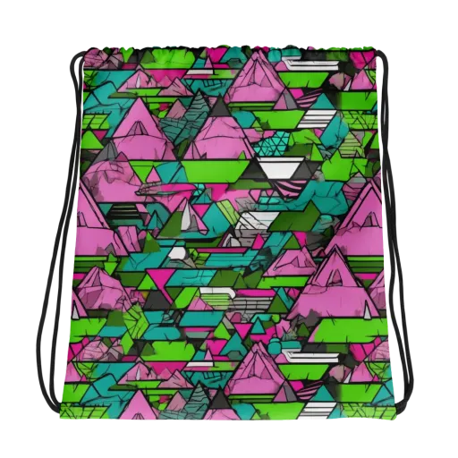 Neon Alpine Grid on a Drawstring Bag