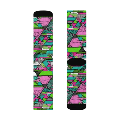 Neon Alpine Grid on a Socks